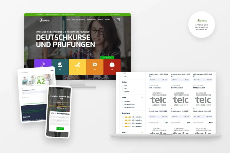 Eurasya Sprach- und Lerninstitut – Website auf Desktop, Tablet und Smartphone